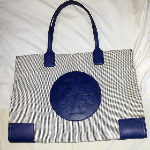 Tory Burch Handbags - Tory Burch Ella Canvas Tote Navy